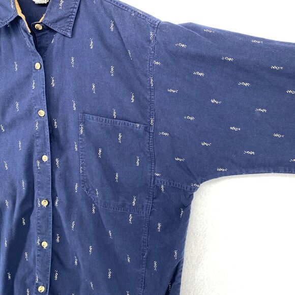 SUDDEN IMPACT Shirt Womens M Southwestern Button Front Cotton Blue Vintage - Picture 5 of 14